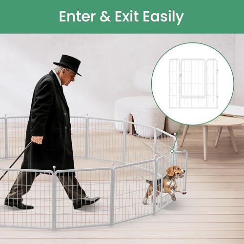 HealSmart Dog Playpen Indoor 32" Height 8 Panels for Small/Medium Dogs, Black J454