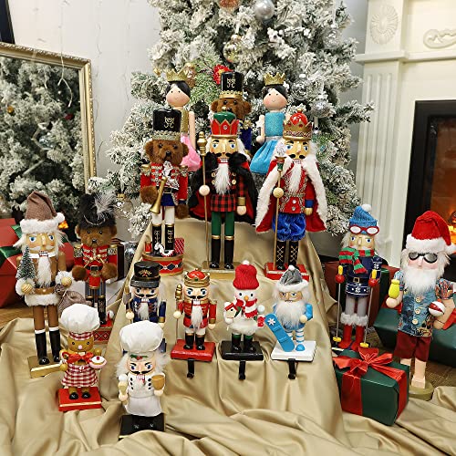 Joliyoou Christmas Nutcracker Figures 14 Inch Wooden Santa in Hawaii Decor C87534