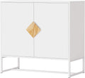 GIA Home Furniture Series Modern Solid Wood Kitchen Buffet Cabinet with 2 Doors Shape Square Handle Design,Double Storage Sideboard for Dinning,Living Room,TV Stand, 32 Inch, White