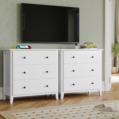 Hasuit White 6-Drawer Solid Wood Dresser for Bedroom G529493
