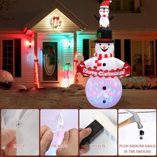LOMOHOO 7FT Christmas Inflatable Snowman with LED Lights X50095