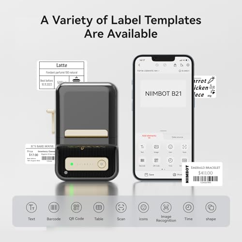 NIIMBOT B21 Label Maker, 2 Inch Portable Thermal Label Printer, White E219