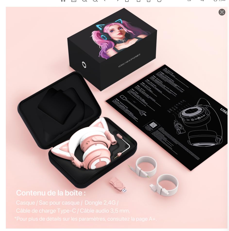 YOWU Cat Ear Headphones 4GS Wireless Bluetooth Noise Cancelling Headset with Mic Q849