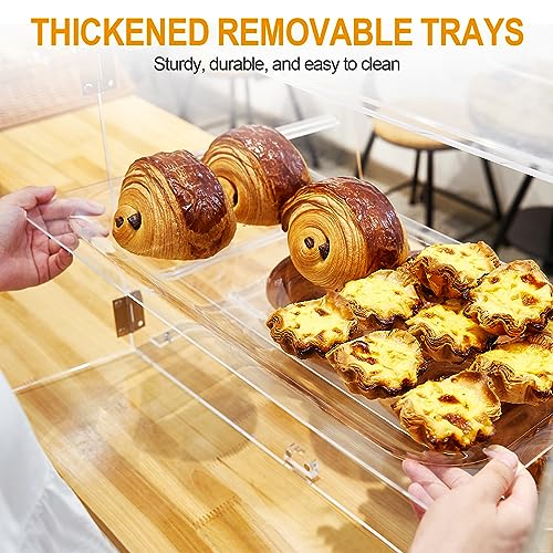 3 Tray Acrylic Countertop Bakery Display Case with Serving Tong F6806