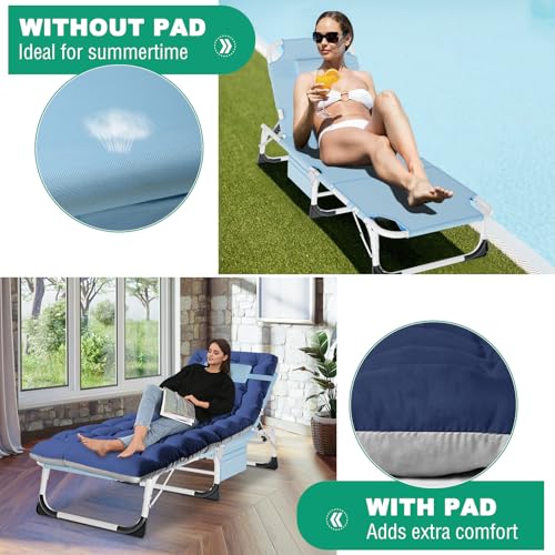 Portable Folding Camping Cot, Adjustable Reclining Chaise with Pillow U54731