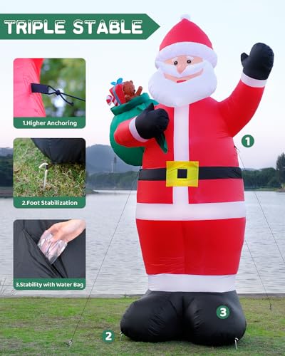 12FT LED Lighted Inflatable Santa Claus for Outdoor Christmas Yard Decor P844