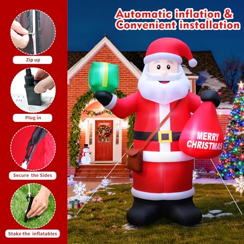 14 FT Christmas Inflatables Santa Claus Outdoor Decoration with LED Lights T4407