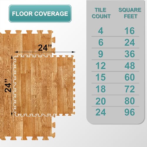 Sorbus Wood Grain EVA Interlocking Floor Mats with Borders J287
