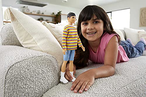 Barbie Ken Fashionistas Doll #175 with Brunette Hair in Striped Shirt and Denim Shorts Y95865