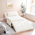 Sleeper Chair Bed, 4 In 1 Multi-Function Convertible Ottoman Bed, Breathable Linen Bed Chair, Convertible Sofa Bed with Adjustable Backrest, Modern Convertible Chair Bed Sleeper for Living Room, White