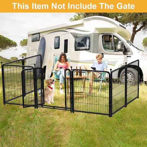 Tall Garden Fence 32in 8 Panels Metal Dog Pen Outdoor for Yard G496561