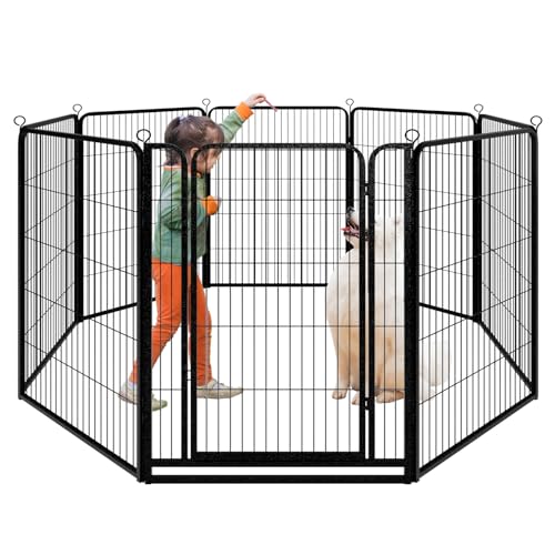 Dog Playpen Outdoor Extra Wide 12 Panels Heavy Duty 40" Height with Doors Portable G77703