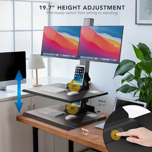 Mount-It! Electric Standing Desk Converter - Motorized Sit-Stand Desk Riser with Monitor Mount, 32" V46023
