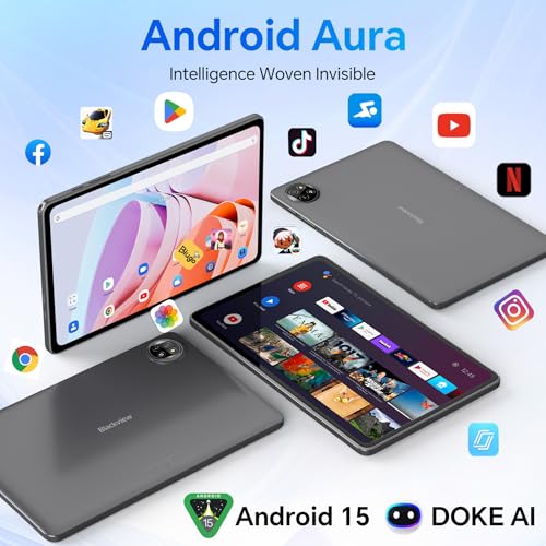 Blackview Tablet 10 inch Android 15, 4GB RAM 64GB ROM, Blue N995397