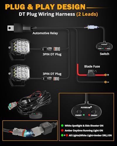 Auxbeam V-MAX Series 72W LED Pod Driving Lights with Amber DRL M188641