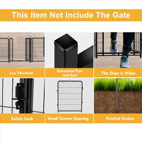 Tall Garden Fence 32in 8 Panels Metal Dog Pen Outdoor for Yard G496561