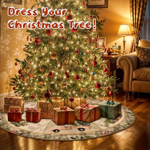 Christmas Tree Skirt 36 Inch with Snowman Reindeer Santa Snowflake L183244