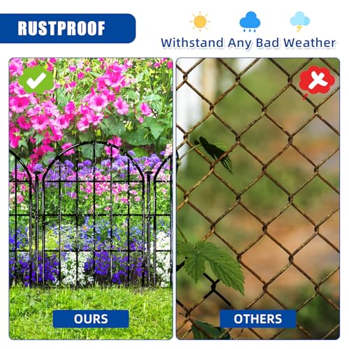 26 Pack Decorative Garden Fence, 22in x 28ft Arched No Dig Border, Rustproof Metal Animal Barrier N93965