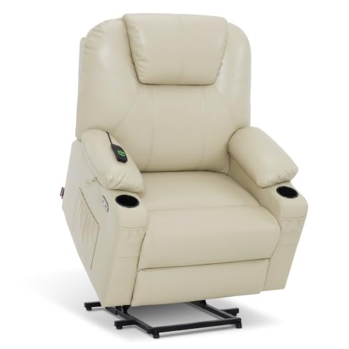 MCombo Power Lift Recliner Chair for Elderly with Heat and Massage, Faux Leather, Black V60394