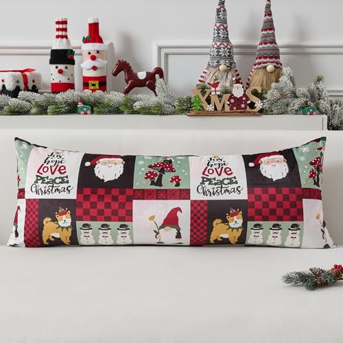 UGASA Star Christmas Decorative Pillow Covers 18x18 Inch Set of 2 Dark Green Q9265
