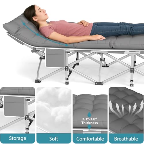 Folding Camping Cot for Adults, Heavy Duty with Carry Bag, Portable Outdoor Travel Cot E9127