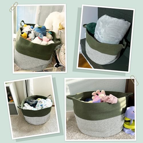 INDRESSME Large Cotton Rope Storage Basket with Handles, 90L Grey R37552