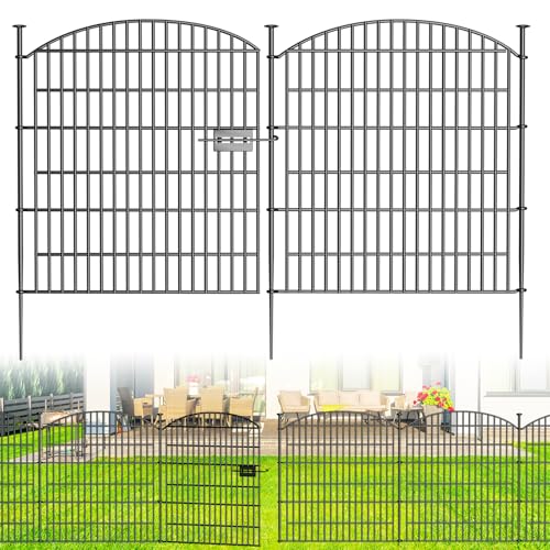 10 Panels No Dig Decorative Garden Fence, Rustproof Metal Dog Fence for Yard U518