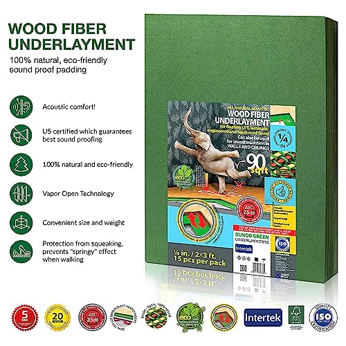 Wood Fiber Flooring Underlayment 3mm 40 Sq Ft for Laminate Vinyl Hardwood M70132