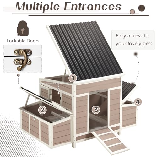 AECOJOY Chicken Coop 56" Wooden Hutch with 6 Nesting Boxes V450