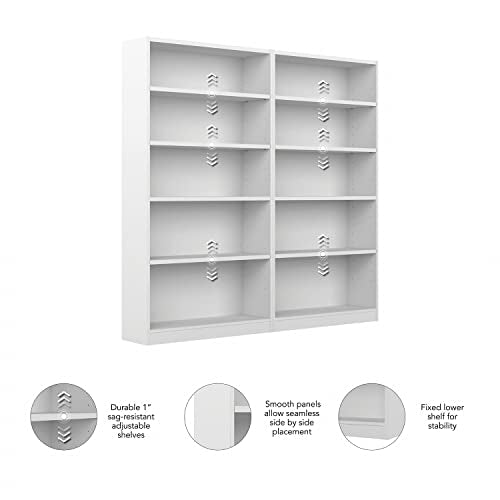 Bush Furniture Universal Tall 5 Shelf Bookcase, Black, Set of 2 B61260