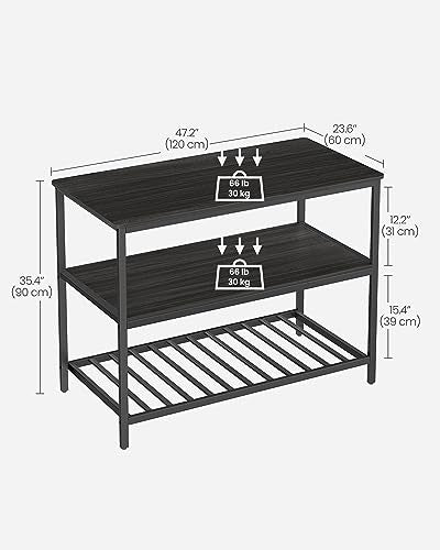 VASAGLE Kitchen Island with 3 Shelves, 47.2 Inches, Rustic Brown and Black W99569