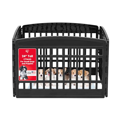 IRIS USA 24" 6-Panel Dog Playpen for Puppies & Small Dogs, Black N28330