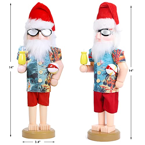 Joliyoou Christmas Nutcracker Figures 14 Inch Wooden Santa in Hawaii Decor C87534