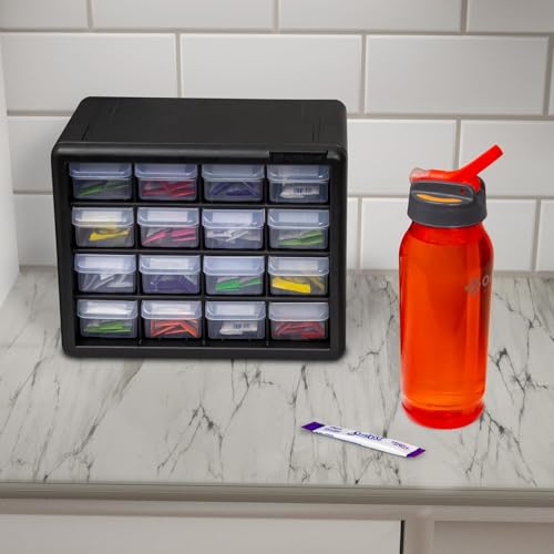 Akro-Mils 24-Drawer Plastic Storage Cabinet, Black B1232