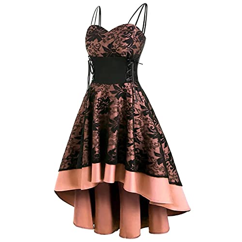 Feancey Goth Dress for Women Retro Steampunk Medieval Punk N245