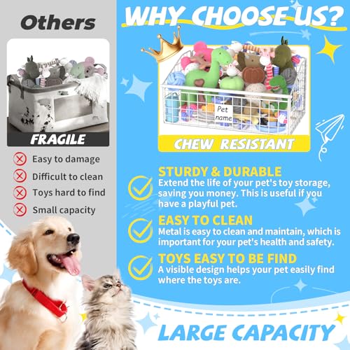 Dog Toy Storage Basket, Metal Toy Box for Dogs, Black D40281