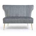 50’’ Velvet Modern Armless Loveseat Sofa, Upholstered Small Wingback Couch Sofa with Golden Metal Legs, 2 Seater Tufted Couch for Bedroom, Apartment Small Space(Black)