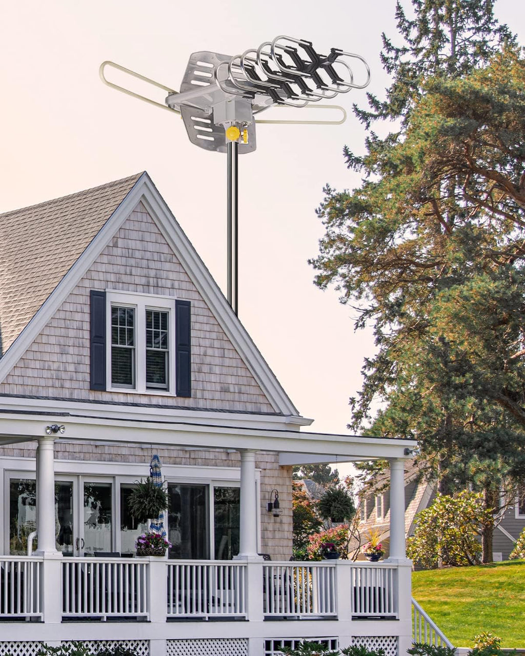 Digital Outdoor Amplified HD TV Antenna 150 Miles, 4K 1080p, 2 TVs T28601