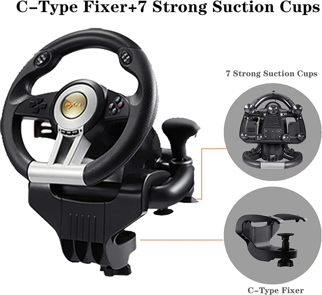 PXN V3II Gaming Steering Wheel with Pedal for PC, PS3, PS4, Xbox One, Xbox Series X/S, N-Switch N852906