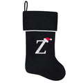 20 Inches Initial Monogram Blue Velvet Christmas Stocking with Gold Trim U394