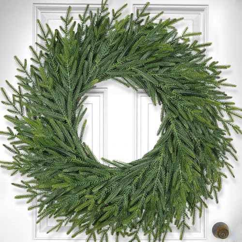 26 Inch Christmas Wreath with Red Berry Artificial Pine Cedar Front Door Decor D349135