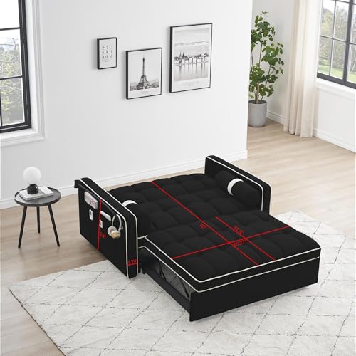 LUMISOL Convertible Couch with Pullout Bed, 3 in 1 Sleeper Sofa, Beige K346039
