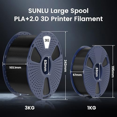 SUNLU PLA+2.0 3D Printer Filament Bundle 1.75mm, 4KG Black W6459