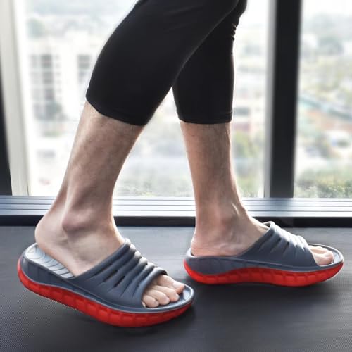 KuaiLu Men's Recovery Sandals Orthotic Cushion Open Toe Sport Slides D332788