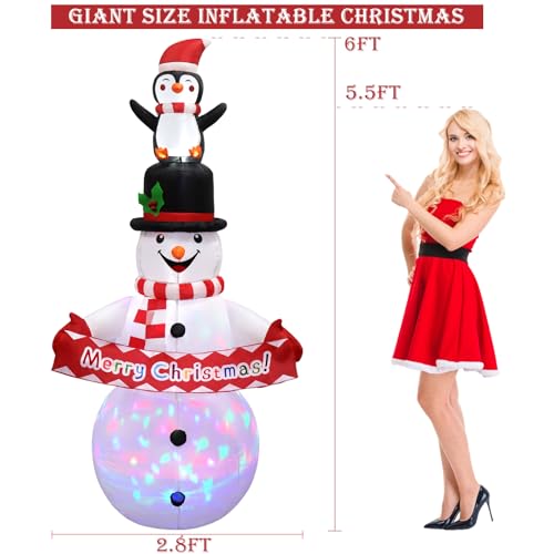 LOMOHOO 7FT Christmas Inflatable Snowman with LED Lights X50095