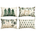 AVOIN colorlife Merry Christmas Trees Snowflake Throw Pillow Covers, 18 x 18 Inch Joy Xmas Balls Winter Holiday Cushion Case Decoration for Sofa Couch Set of 4