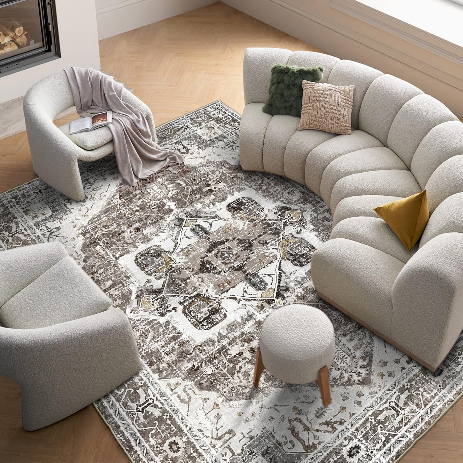 5x7 Machine Washable Non-Slip Area Rug for Living Room N501572