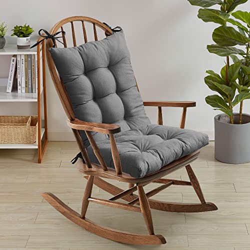 Sweet Home Collection Rocking Chair Cushion Premium Tufted Pads Non Skid Slip Backed Set of Upper and Lower with Ties, 1 Count (Pack of 1), Sage