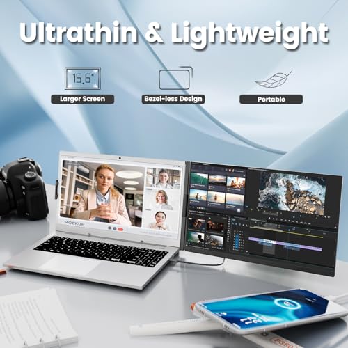 Laptop Screen Extender 15.6" Portable Monitor with 120% sRGB, FHD IPS & USB to HDMI Hub L477181