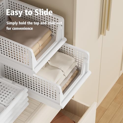 Stackable Plastic Storage Basket Closet Organizer Bin N733470